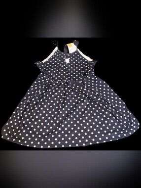 #WC139 Finesse Navy Blue Polka Dot Women's Sleeveless Dress